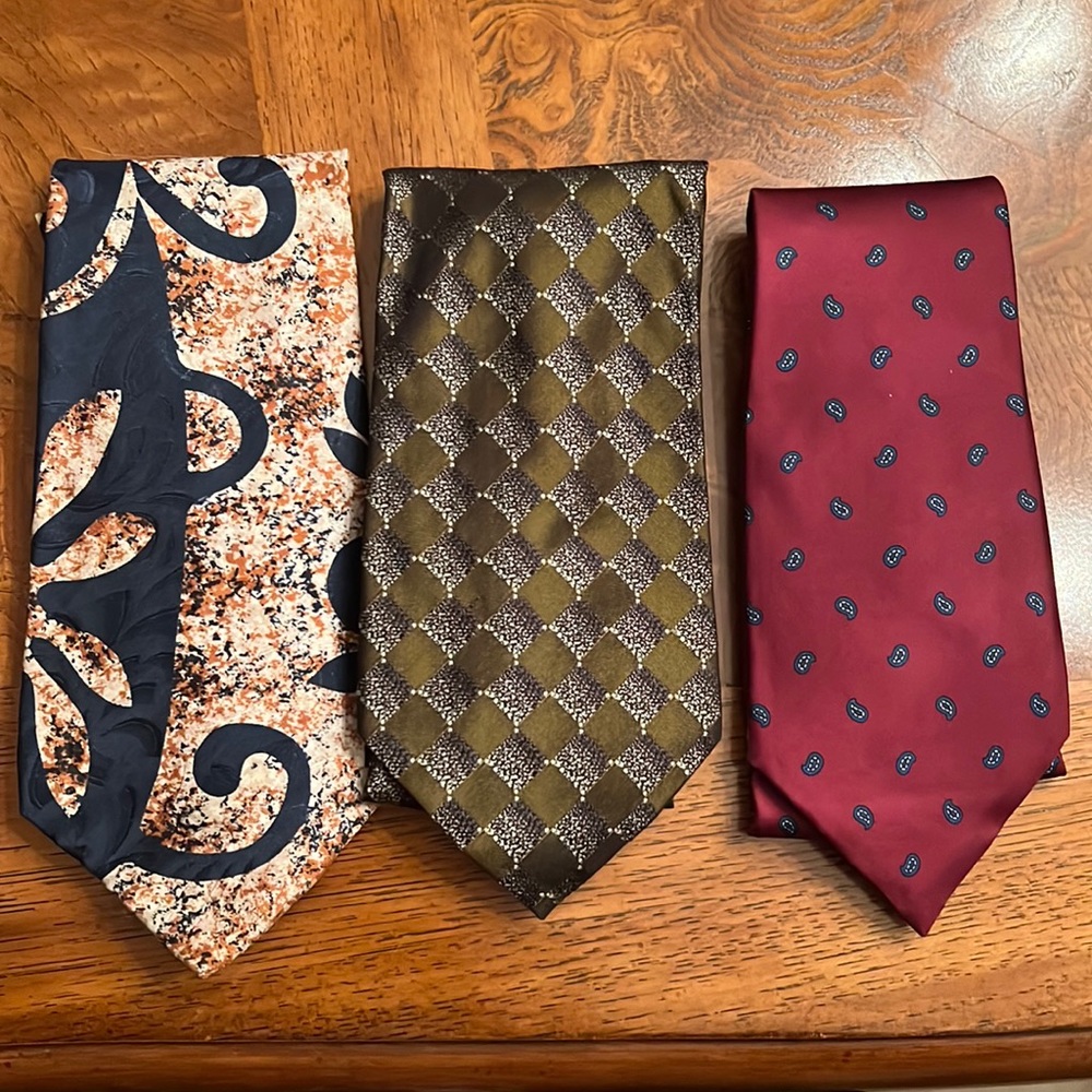 Designer men’s silk ties, Donna Karan, Oleg, Cassini